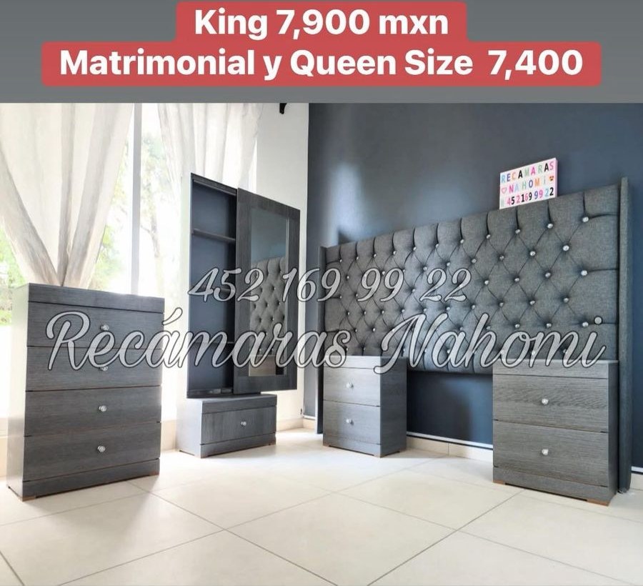 Recámara Gris Capitonada Gris