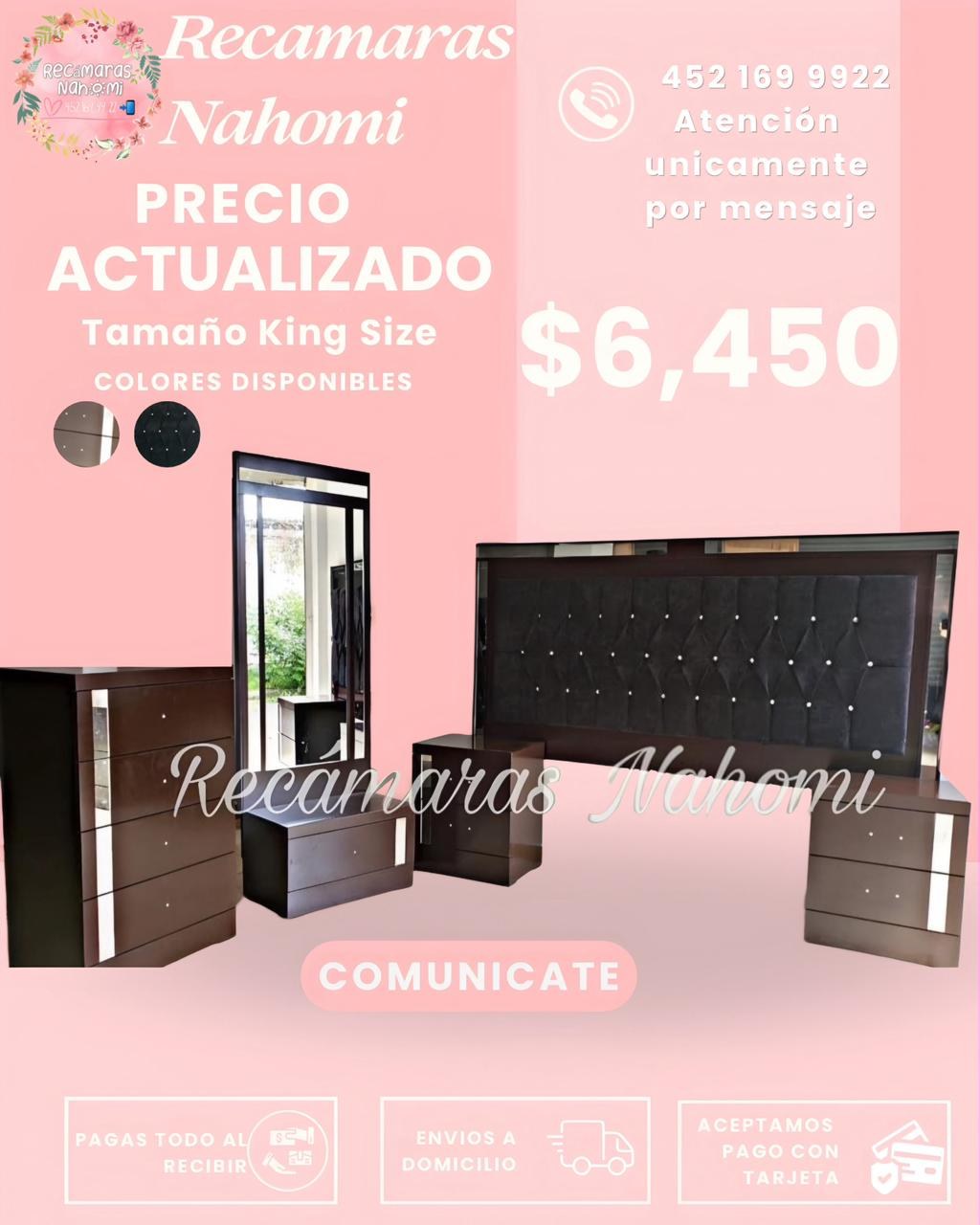 Recámara King Chocolate Espejo Capitonada