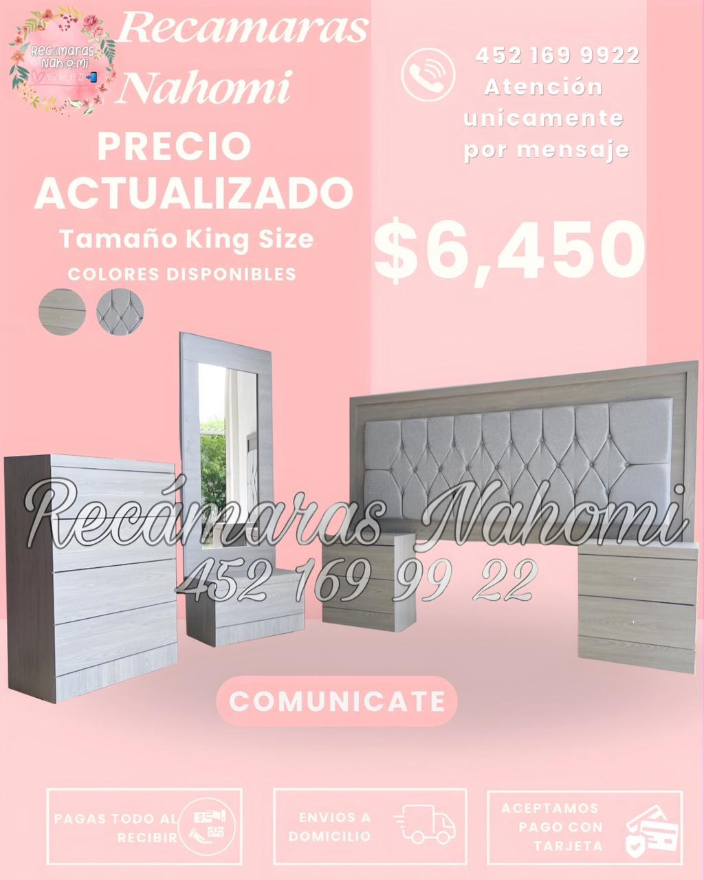 Recámara King Gris Claro Capitonada Gris