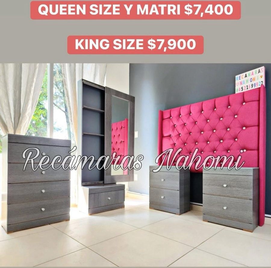 Recámara Gris Cabecera Fucsia
