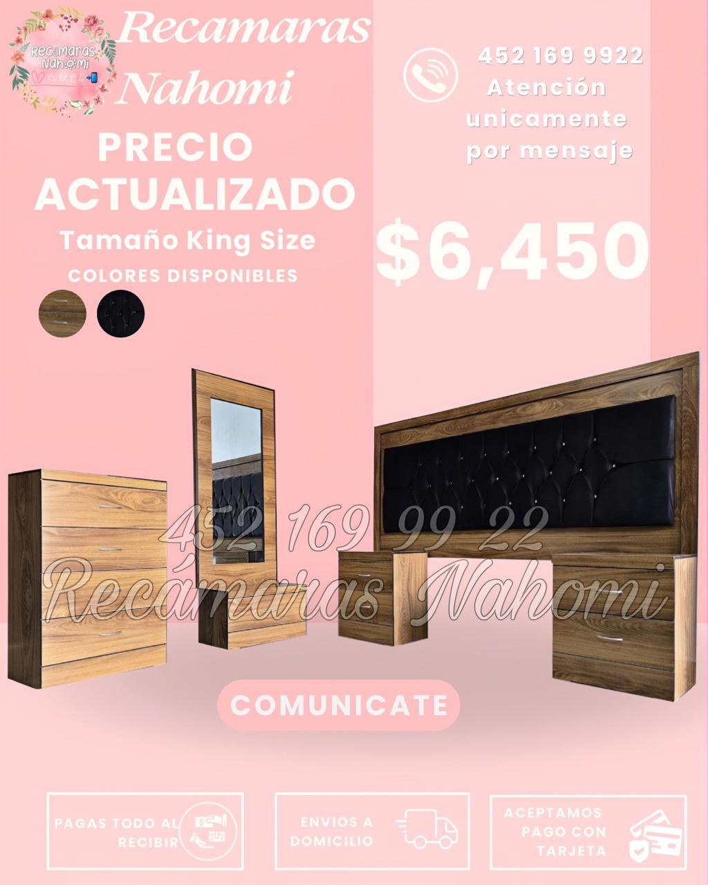 Recámara King Madera Capitonada Negra