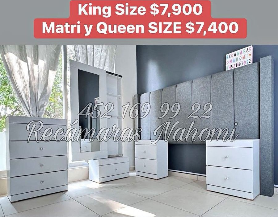 Recámara Canaleada Gris Jaspeada con Muebles Blancos