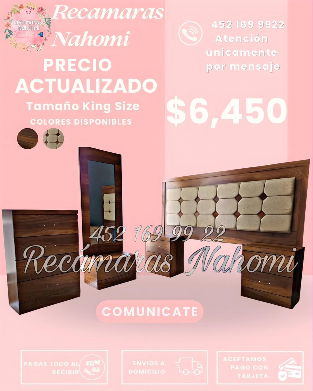 Recámara King Nogal Capitonada Beige