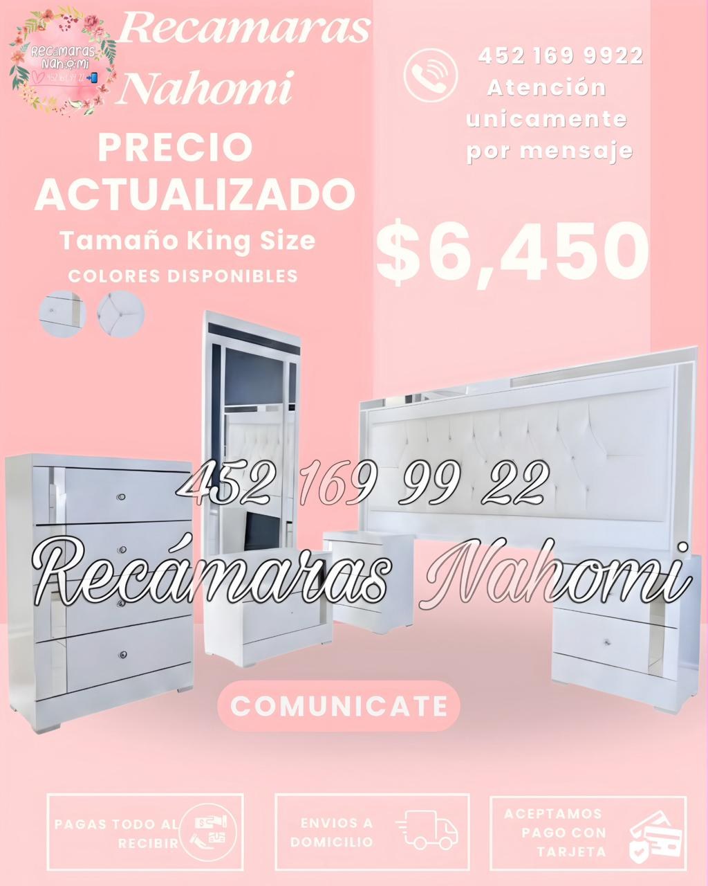Recámara King Blanca Espejo Capitonada Blanca